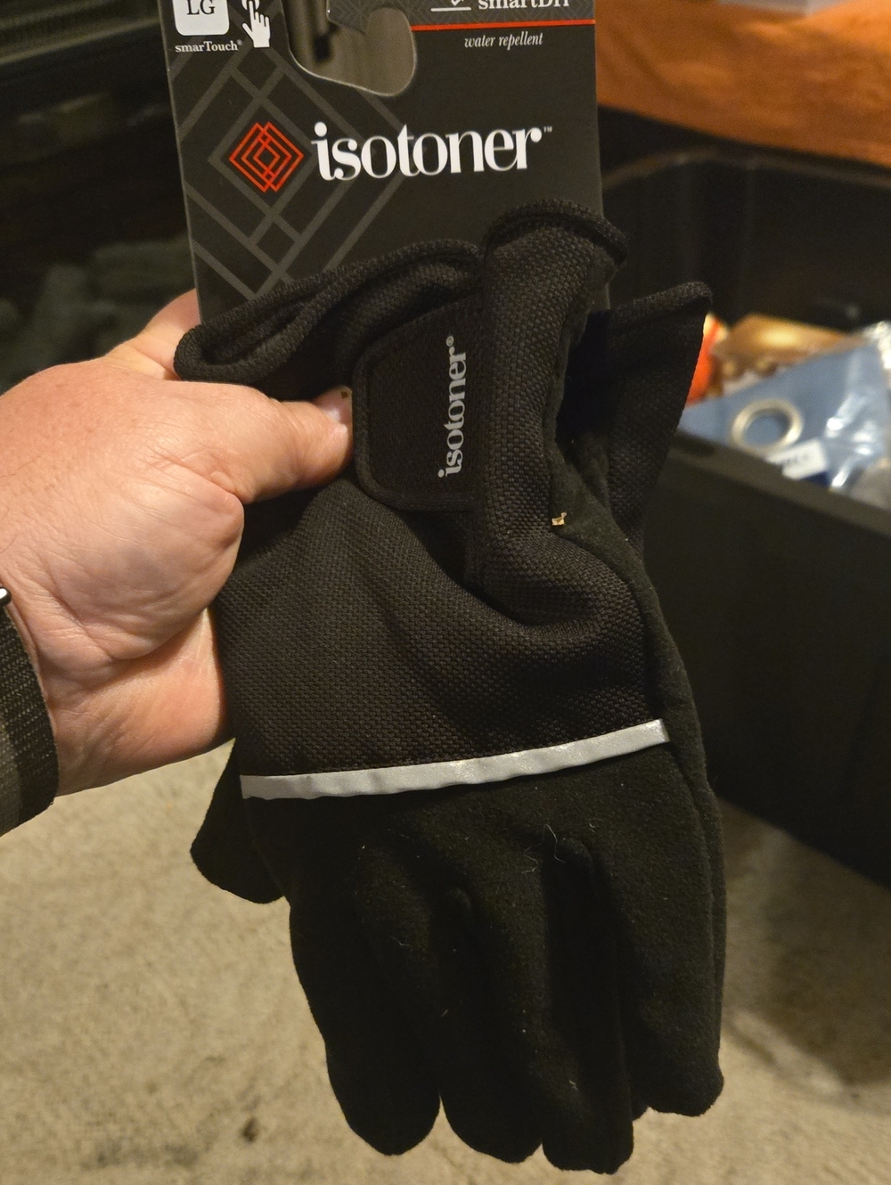 isotoner Black Reflective-Strip SmartTouch Gloves